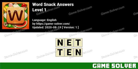 Word Snack Solver and Solutions 